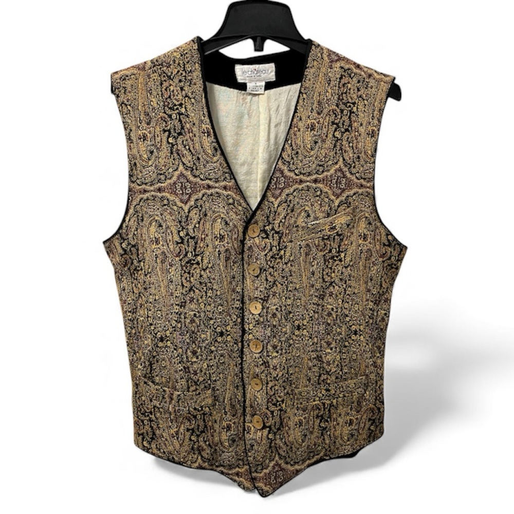 le chateau Gold and Black Paisley Vest